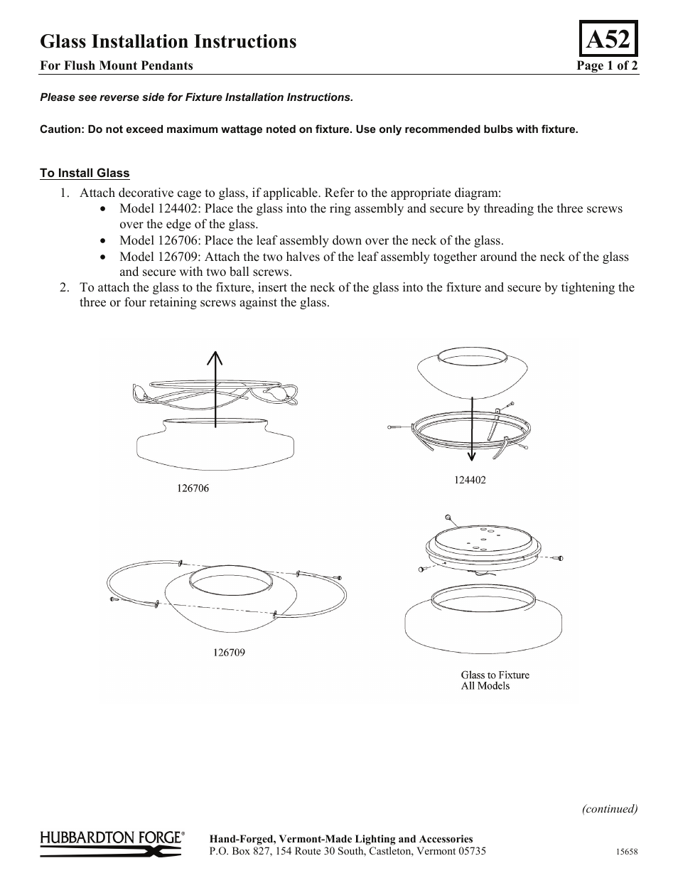 Hubbardton Forge 126709 User Manual | 2 pages