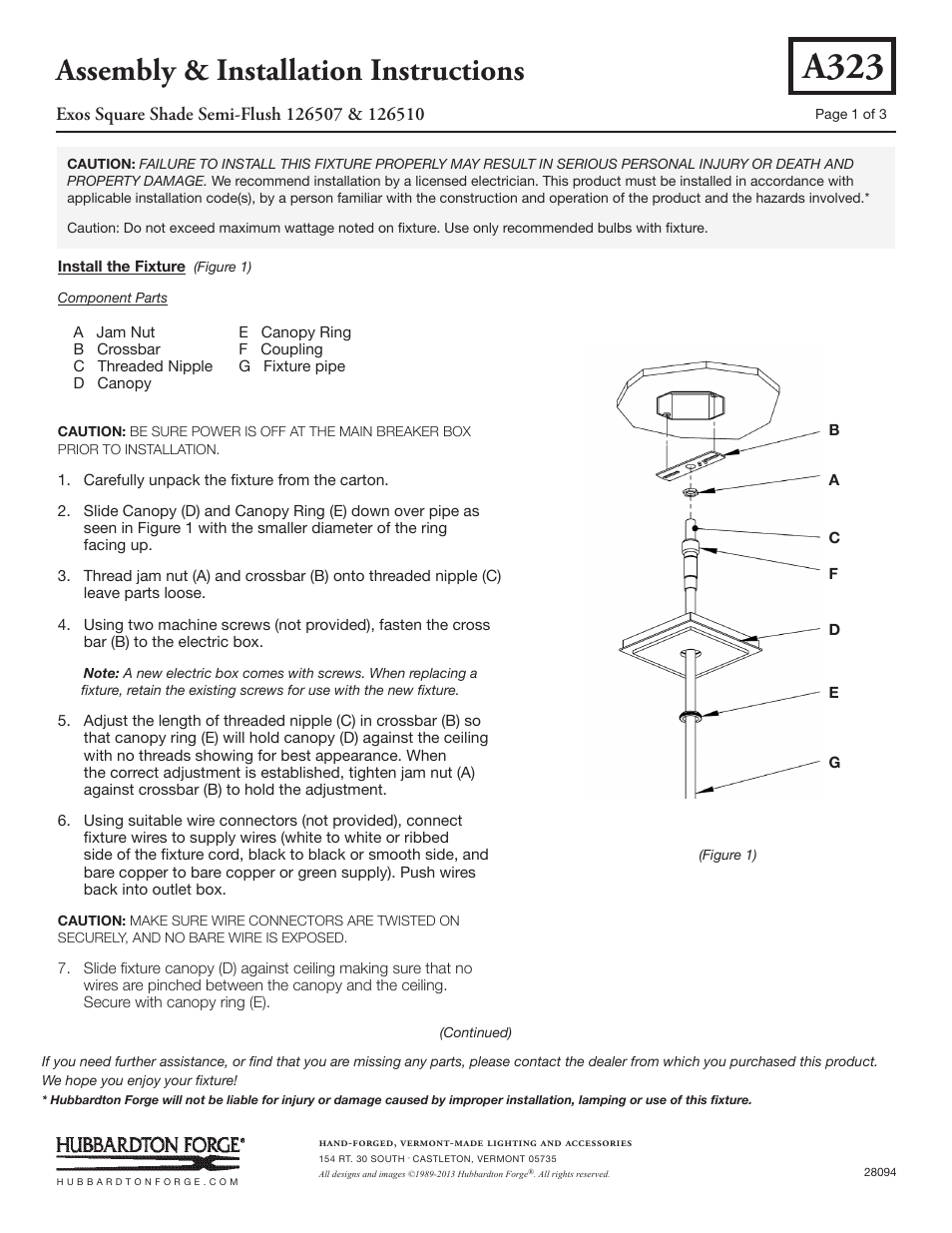Hubbardton Forge 126510 User Manual | 3 pages