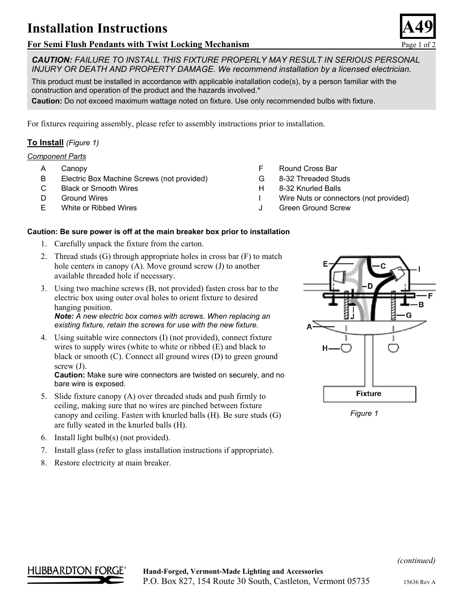 Hubbardton Forge 126754 User Manual | 2 pages