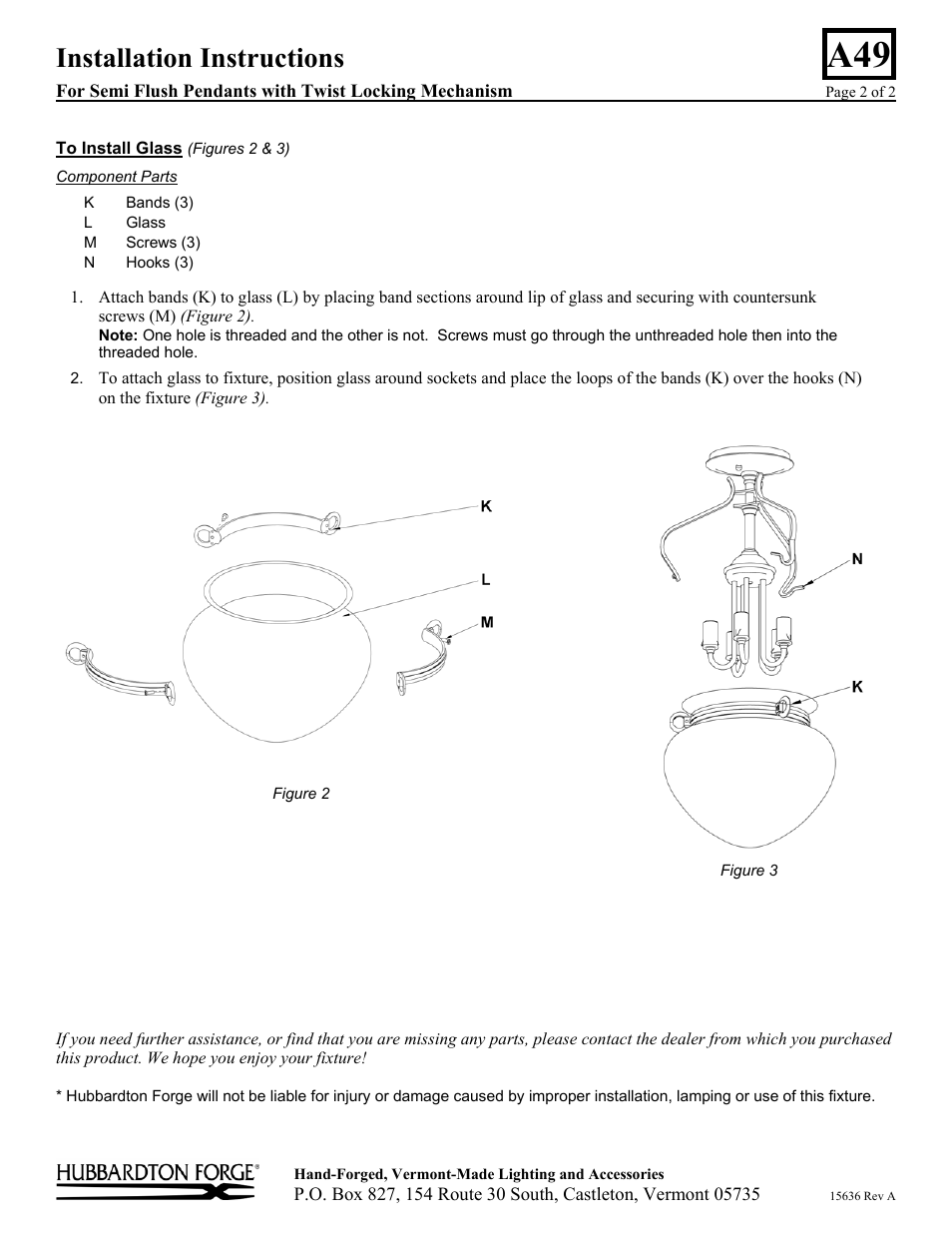 Installation instructions | Hubbardton Forge 126754 User Manual | Page 2 / 2