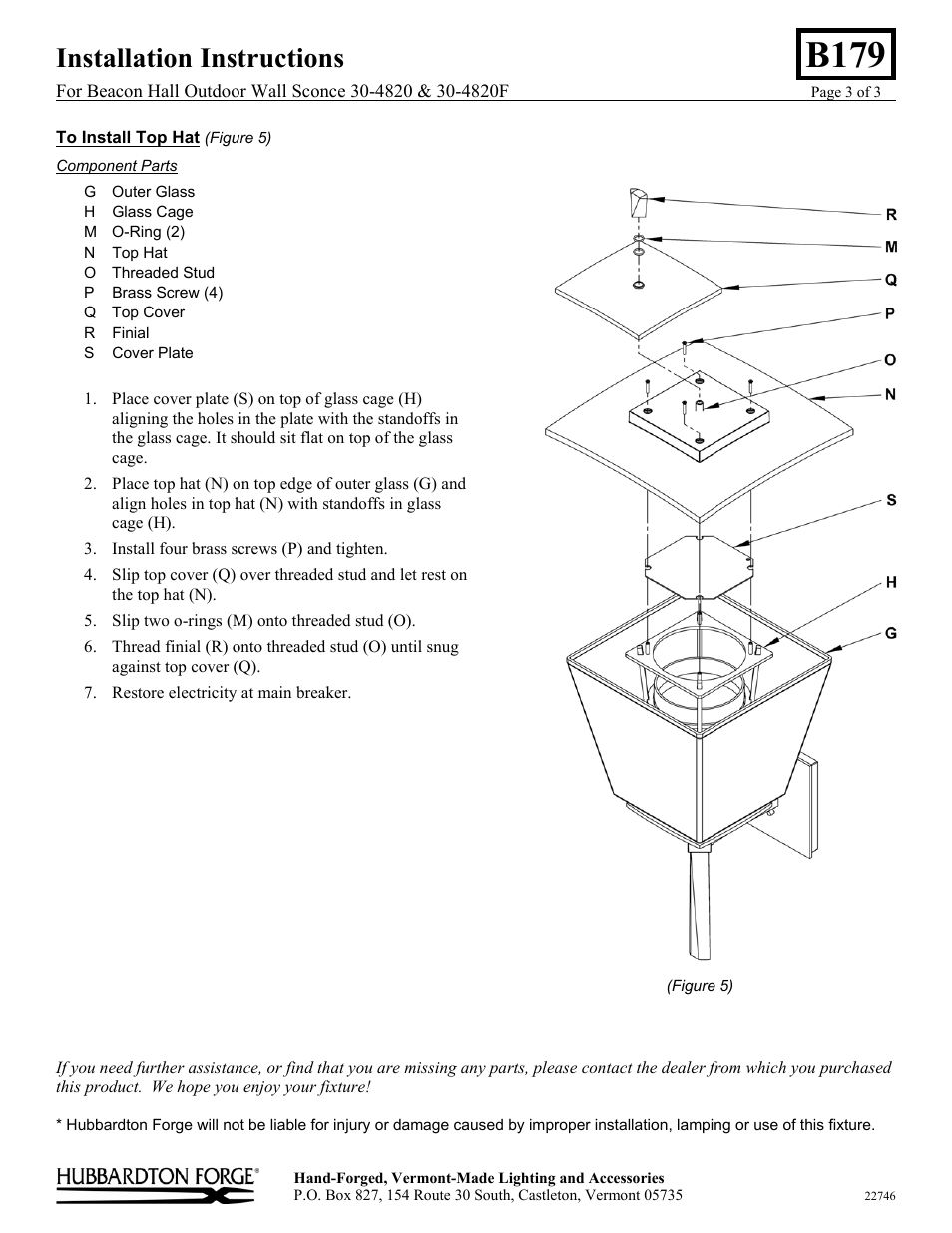 B179, Installation instructions | Hubbardton Forge 304820 User Manual | Page 3 / 3