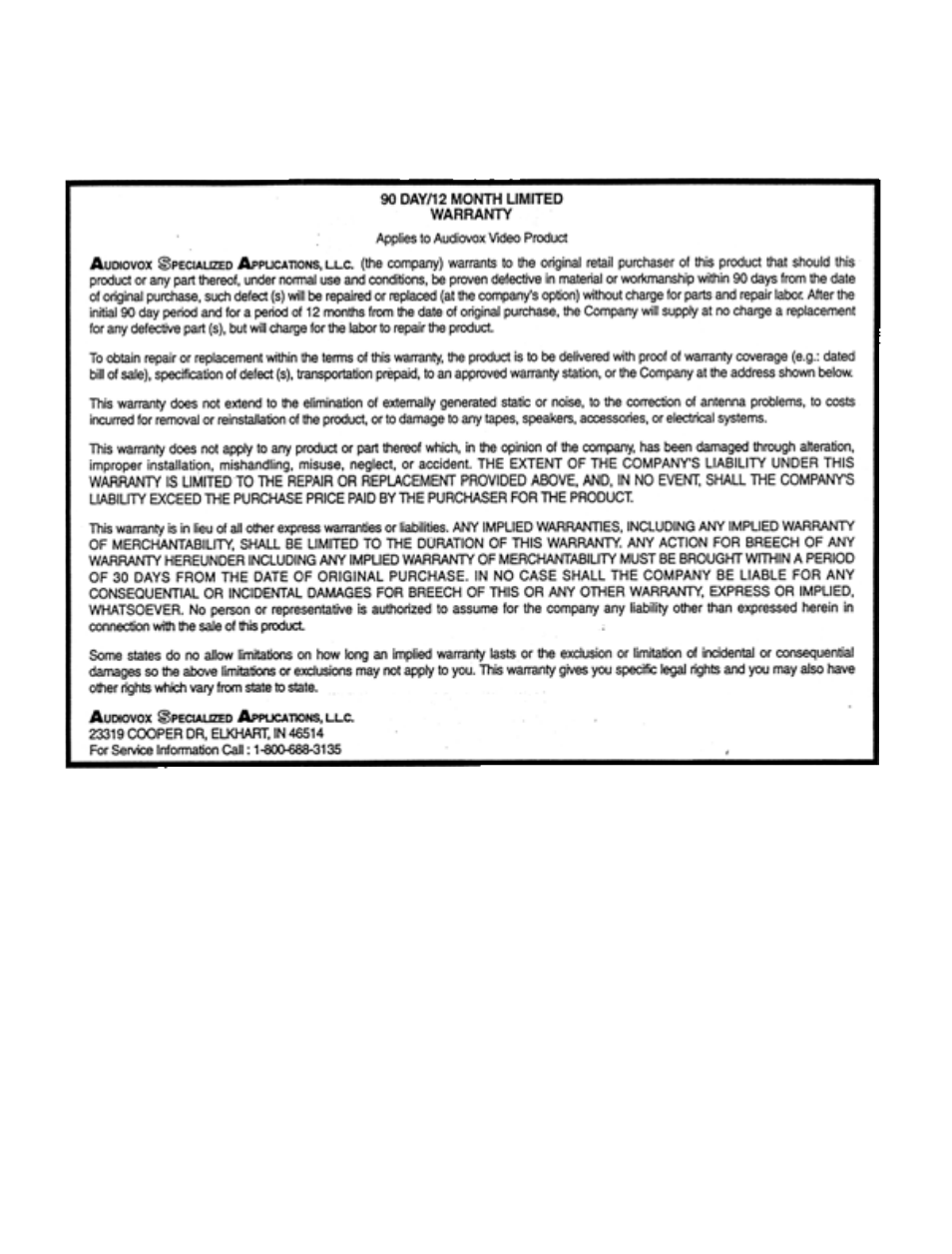 Audiovox AVP7000 User Manual | Page 29 / 29