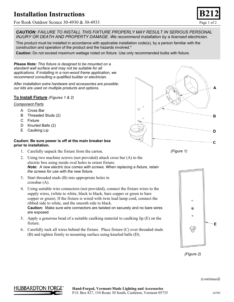 Hubbardton Forge 304933 User Manual | 2 pages