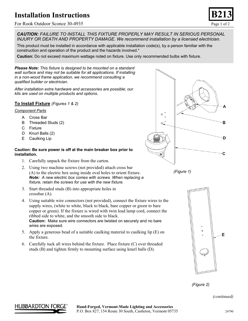 Hubbardton Forge 304935 User Manual | 2 pages