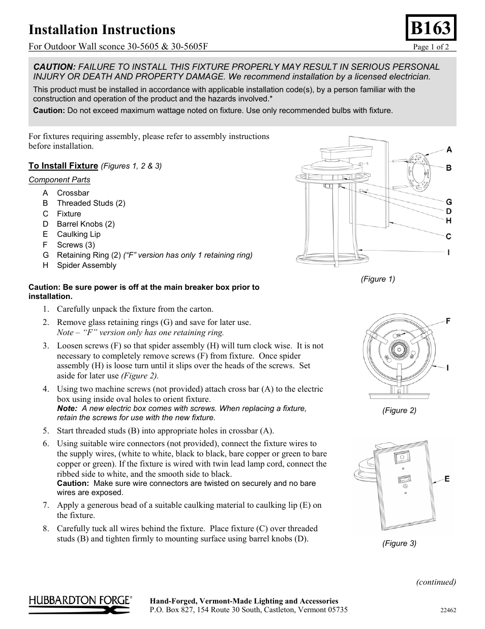 Hubbardton Forge 305605 User Manual | 2 pages