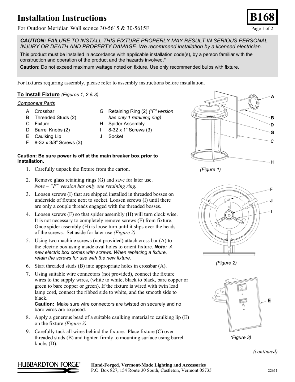Hubbardton Forge 305615 User Manual | 2 pages