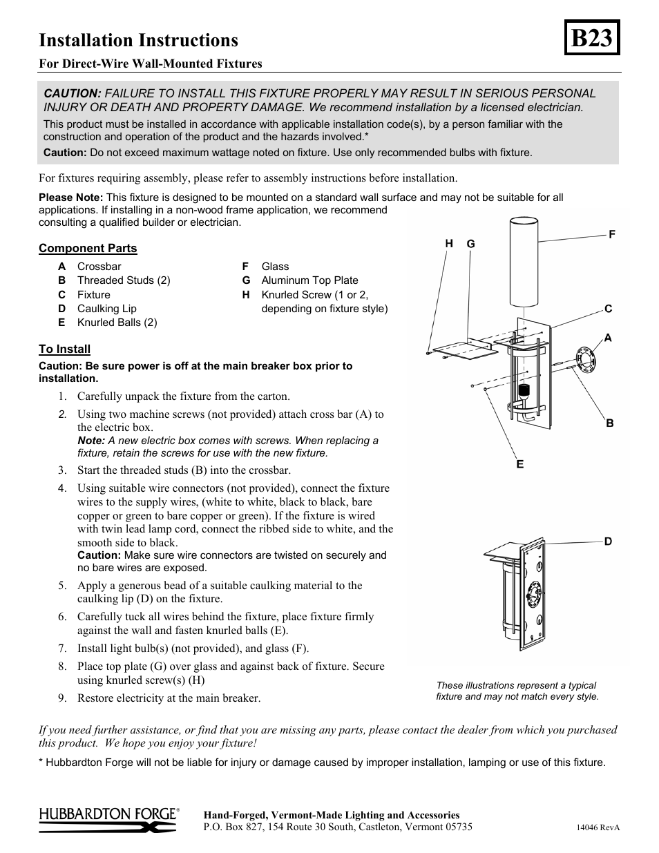 Hubbardton Forge 305994 User Manual | 1 page