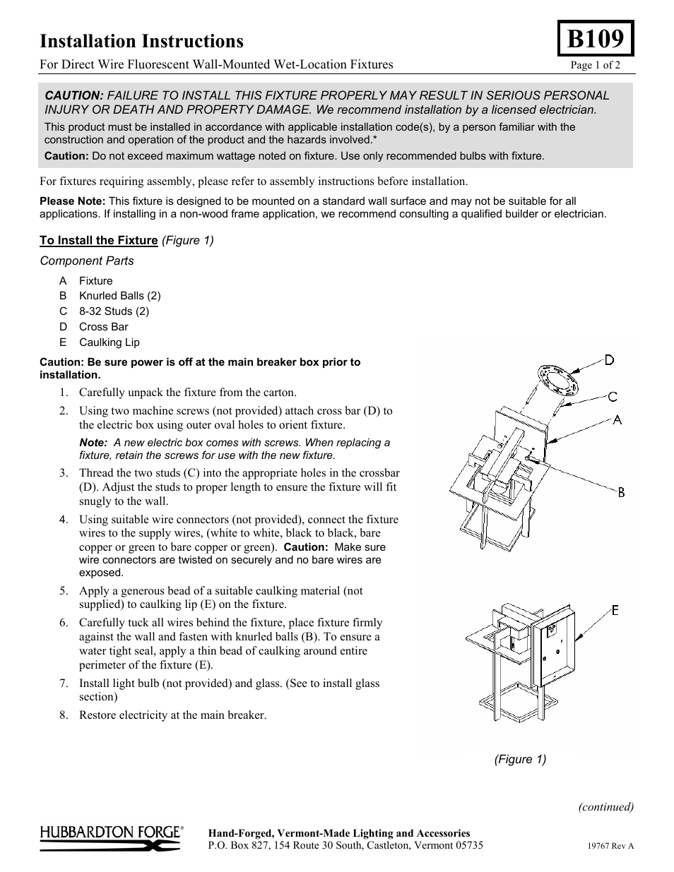 Hubbardton Forge 306007 User Manual | 2 pages