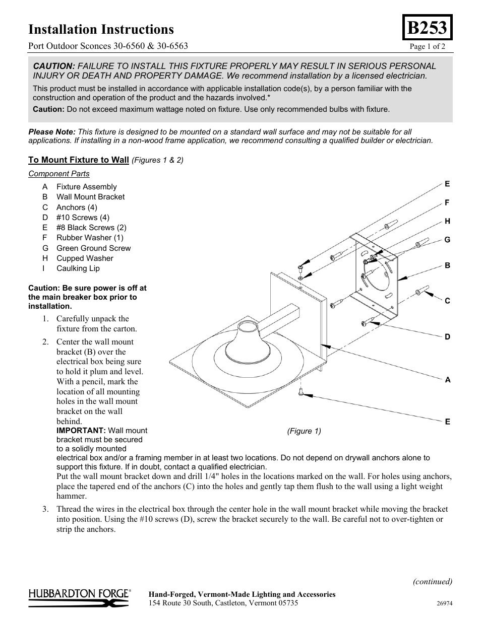Hubbardton Forge 306563 User Manual | 2 pages