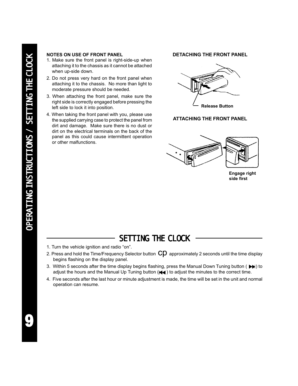 Setting the clock | Audiovox ACD-25 User Manual | Page 10 / 40