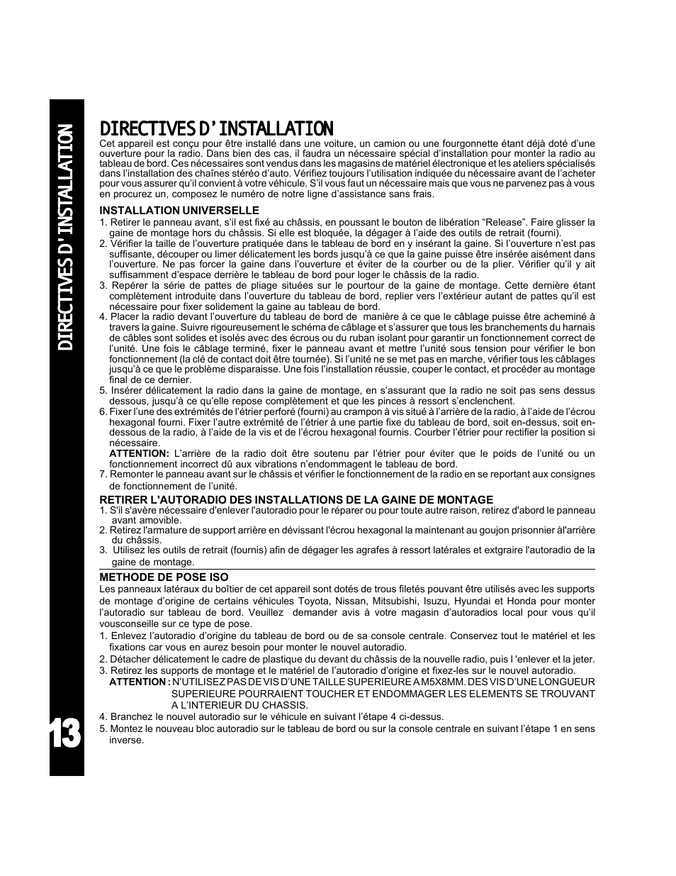 Directivesd’installation | Audiovox ACD-25 User Manual | Page 14 / 40