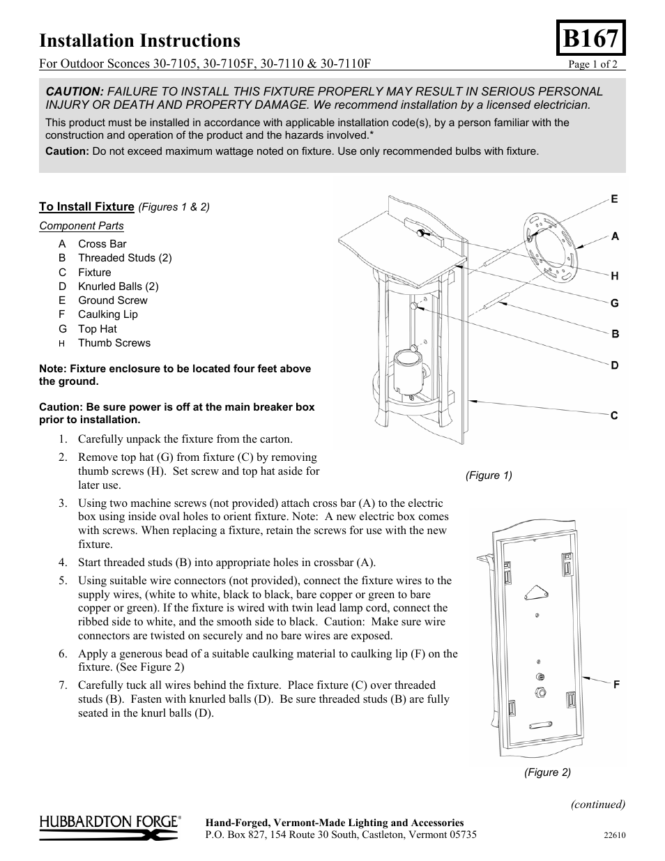 Hubbardton Forge 307110 User Manual | 2 pages