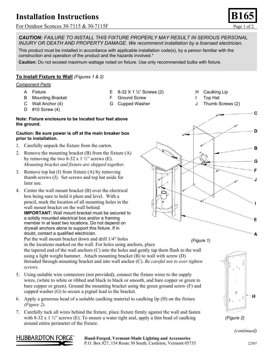 Hubbardton Forge 307115 User Manual | 2 pages