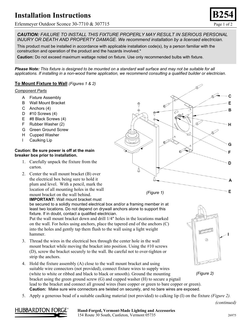 Hubbardton Forge 307715 User Manual | 2 pages