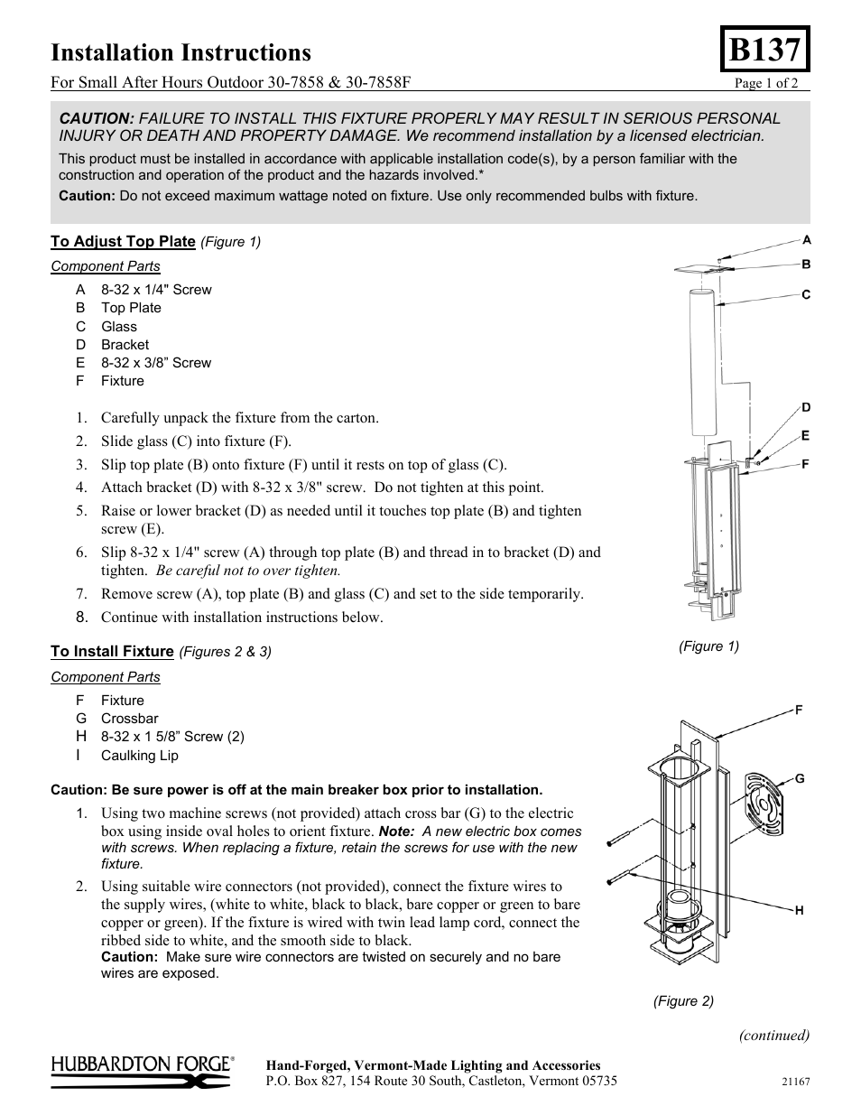 Hubbardton Forge 307858 User Manual | 2 pages