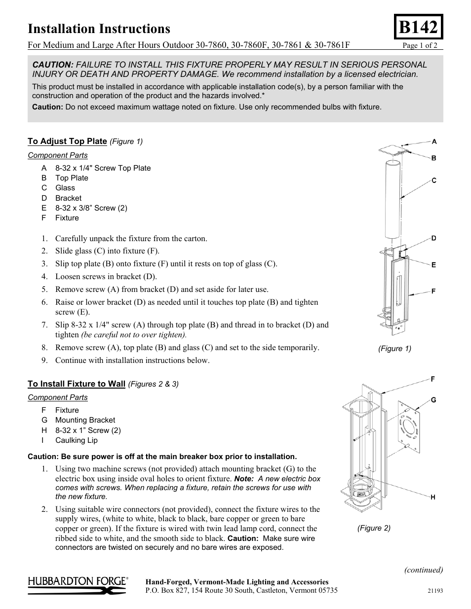 Hubbardton Forge 307861 User Manual | 2 pages