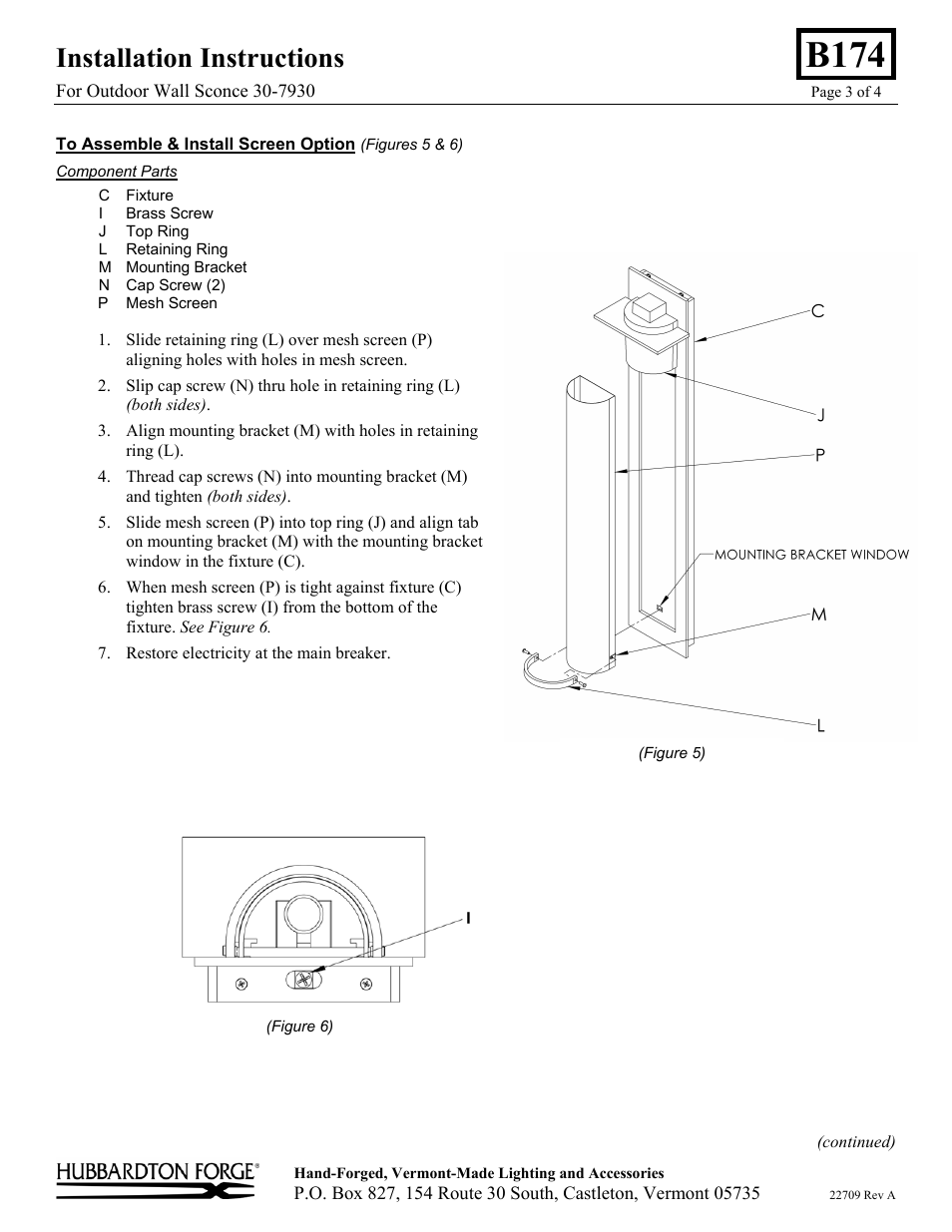 B174, Installation instructions | Hubbardton Forge 307930 User Manual | Page 3 / 4