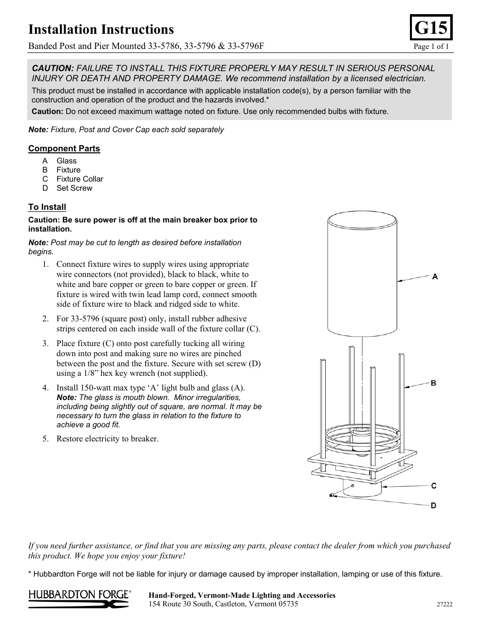 Hubbardton Forge 335796 User Manual | 1 page