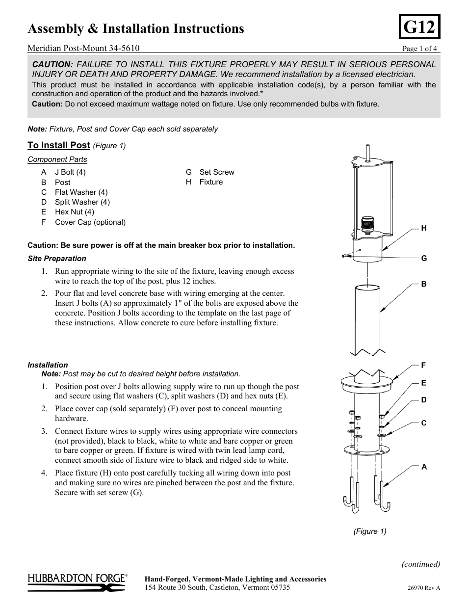 Hubbardton Forge 345610 User Manual | 4 pages