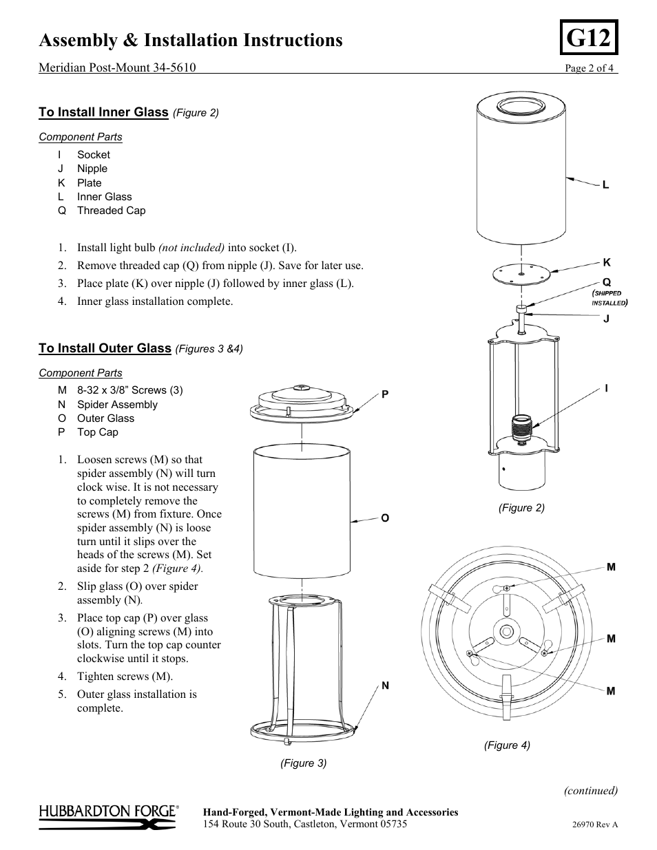 Assembly & installation instructions | Hubbardton Forge 345610 User Manual | Page 2 / 4