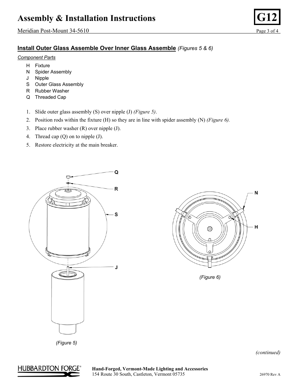 Assembly & installation instructions | Hubbardton Forge 345610 User Manual | Page 3 / 4