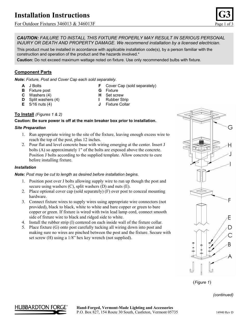 Hubbardton Forge 346013 User Manual | 3 pages