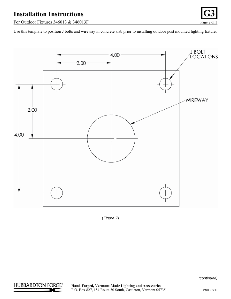 Installation instructions | Hubbardton Forge 346013 User Manual | Page 2 / 3