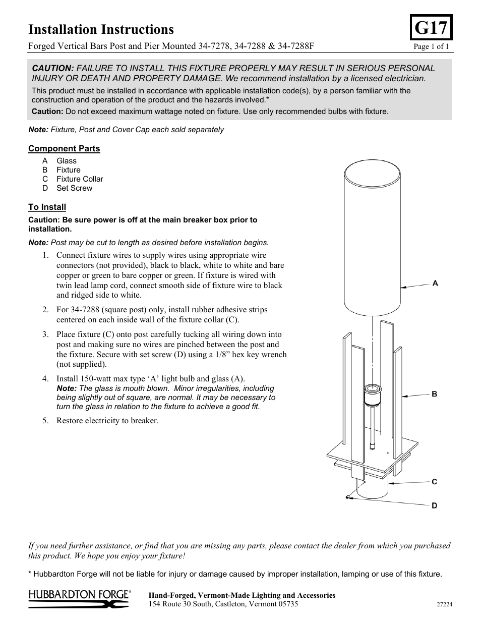 Hubbardton Forge 347288 User Manual | 1 page
