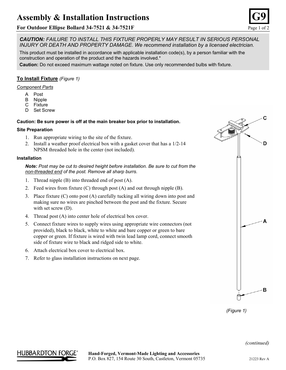 Hubbardton Forge 347521 User Manual | 2 pages