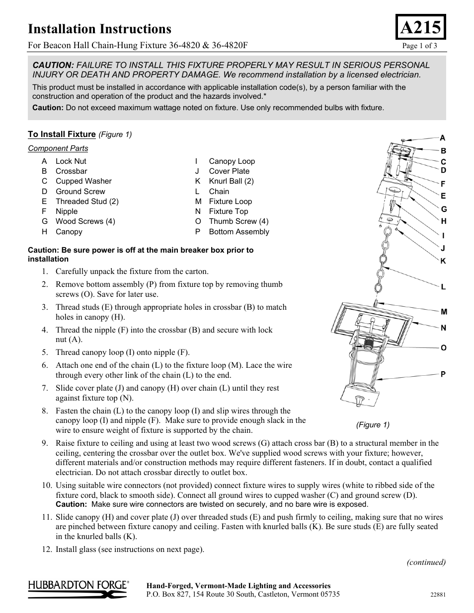 Hubbardton Forge 364820 User Manual | 3 pages