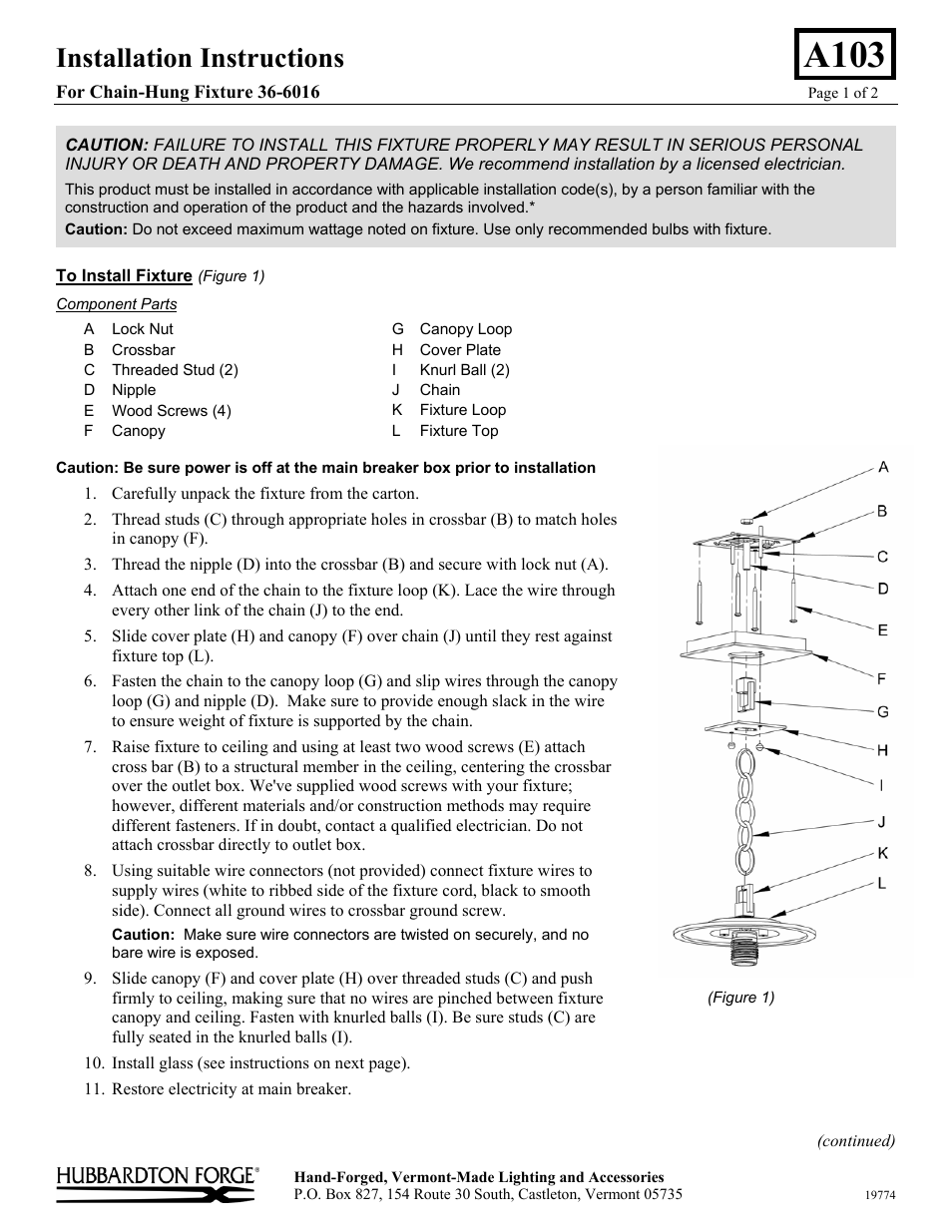 Hubbardton Forge 366016 User Manual | 2 pages