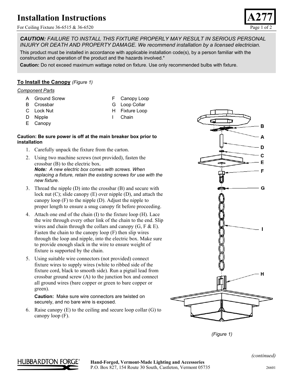 Hubbardton Forge 366520 User Manual | 2 pages