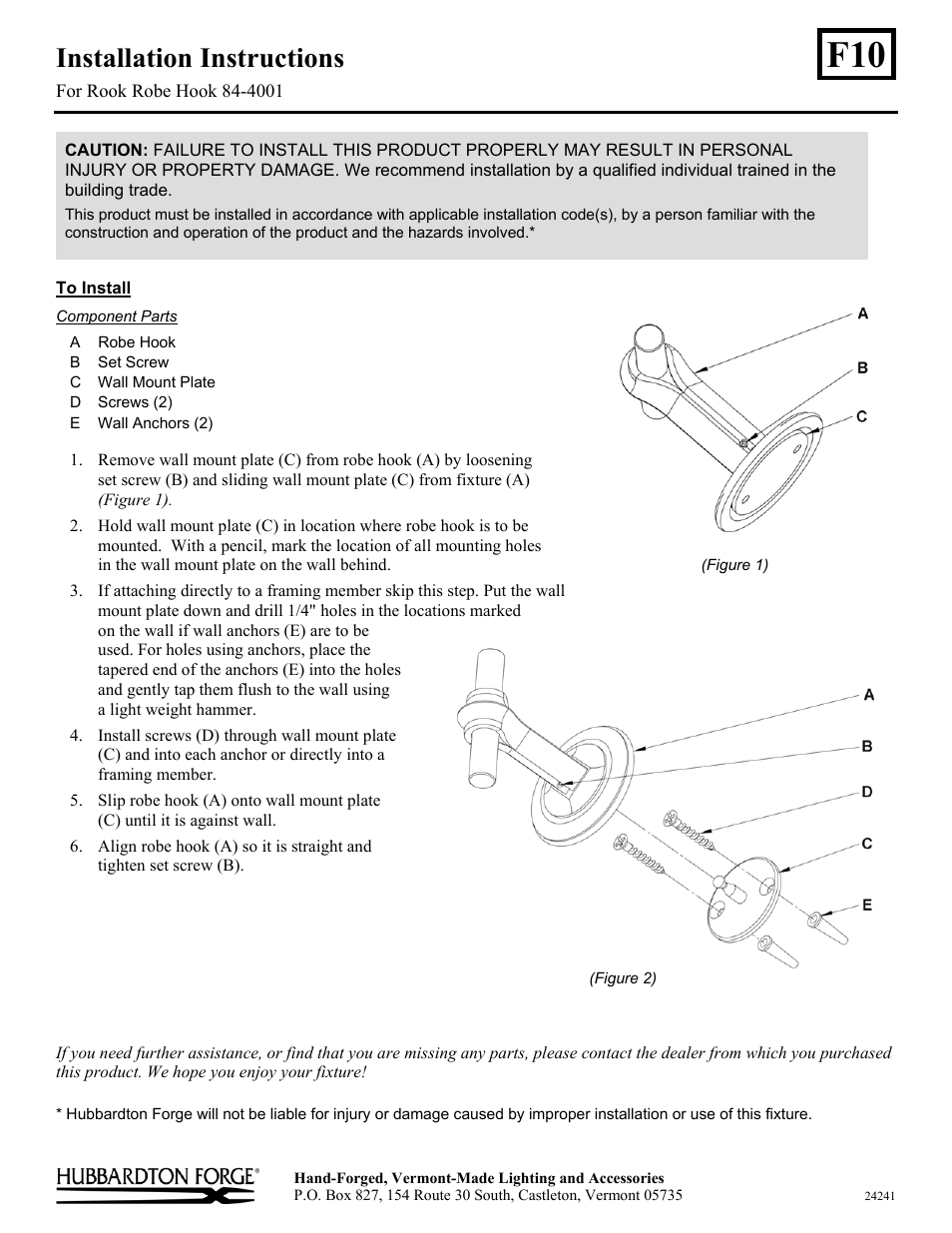 Hubbardton Forge 844001 User Manual | 1 page