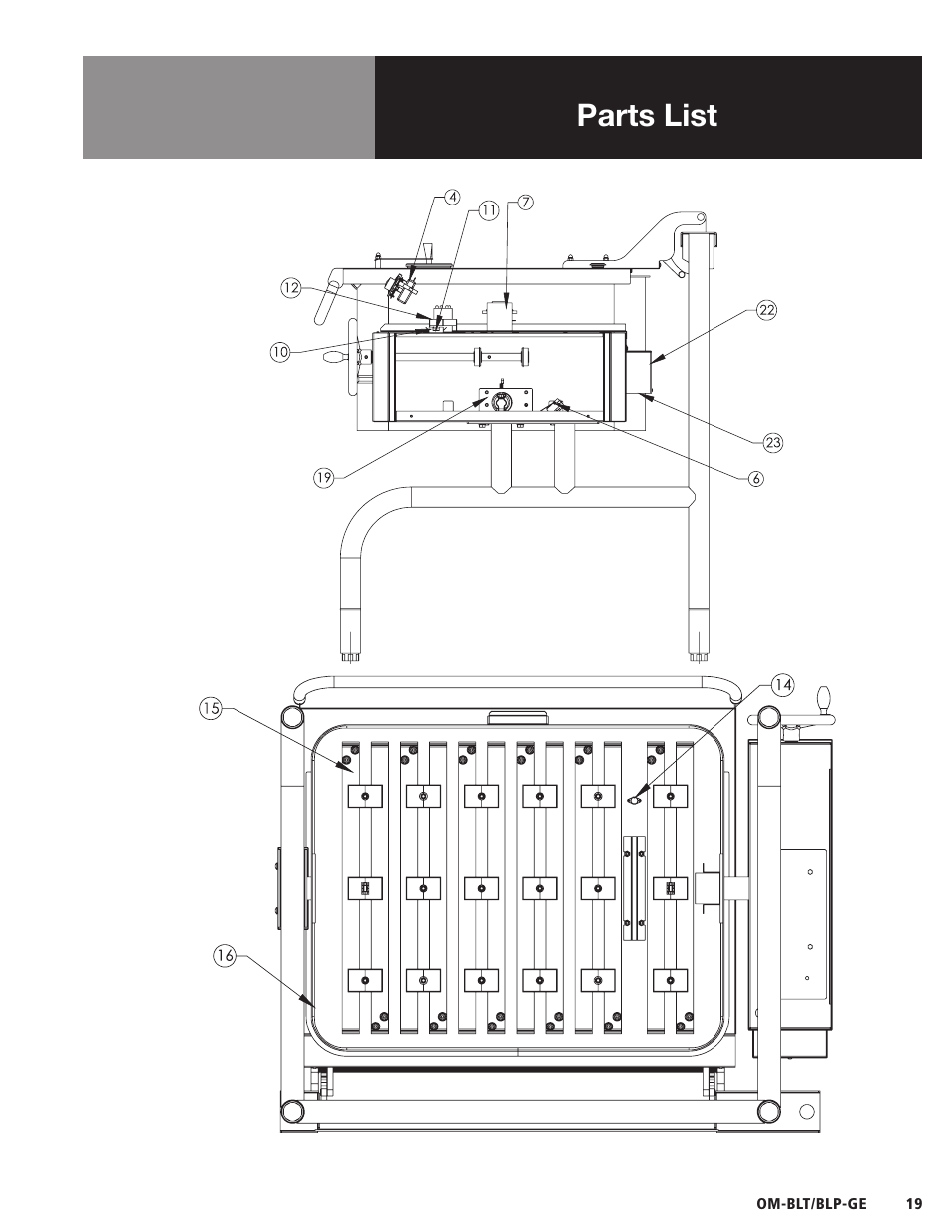 Parts list | Blodgett BLP-E Series User Manual | Page 21 / 32