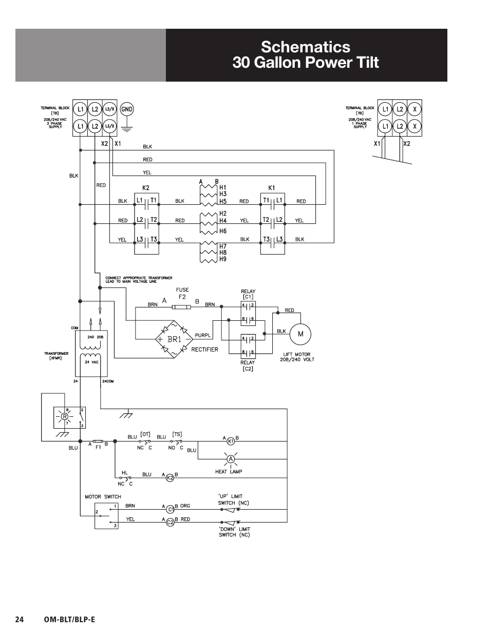 Schematics 30 gallon power tilt | Blodgett BLP-E Series User Manual | Page 26 / 32