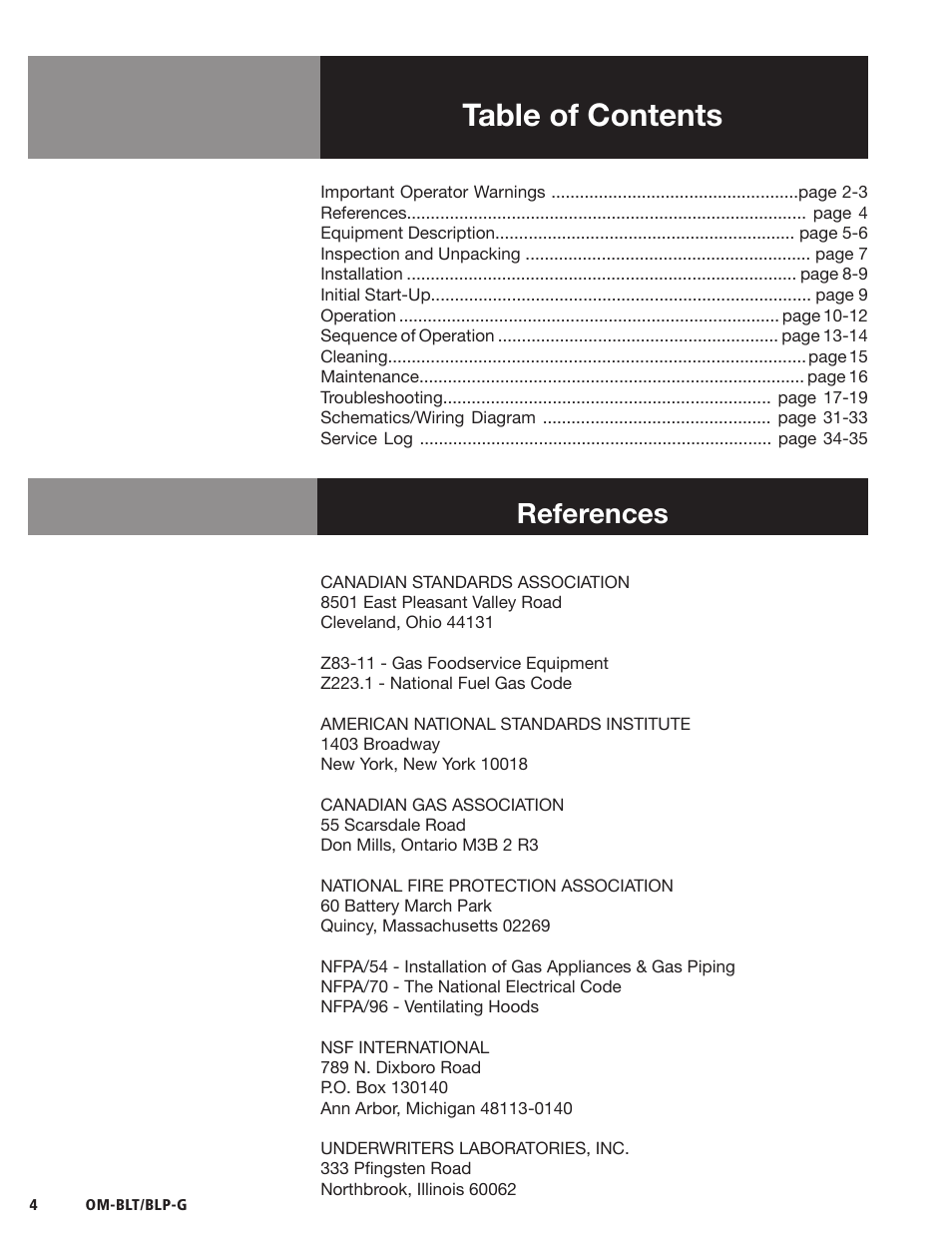 Blodgett BLP-G Series User Manual | Page 4 / 36