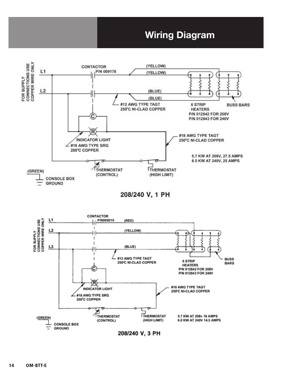 Wiring diagram | Blodgett BTT-E Series User Manual | Page 16 / 20