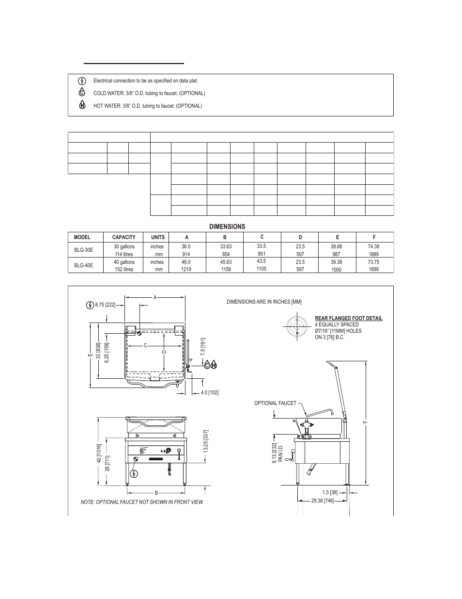 0 service connections | Blodgett BLG-E User Manual | Page 4 / 15