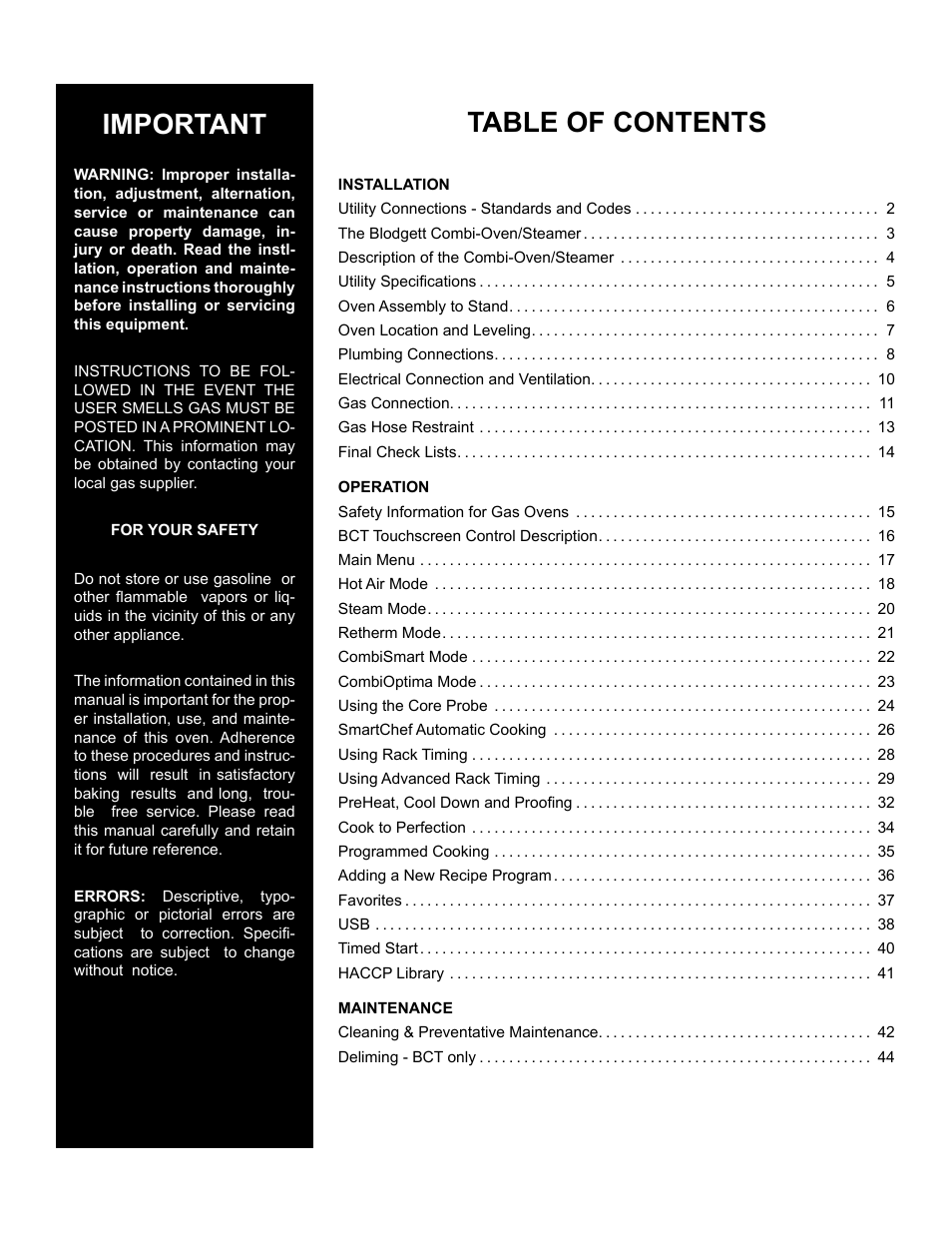 Blodgett BLCT User Manual | Page 3 / 47
