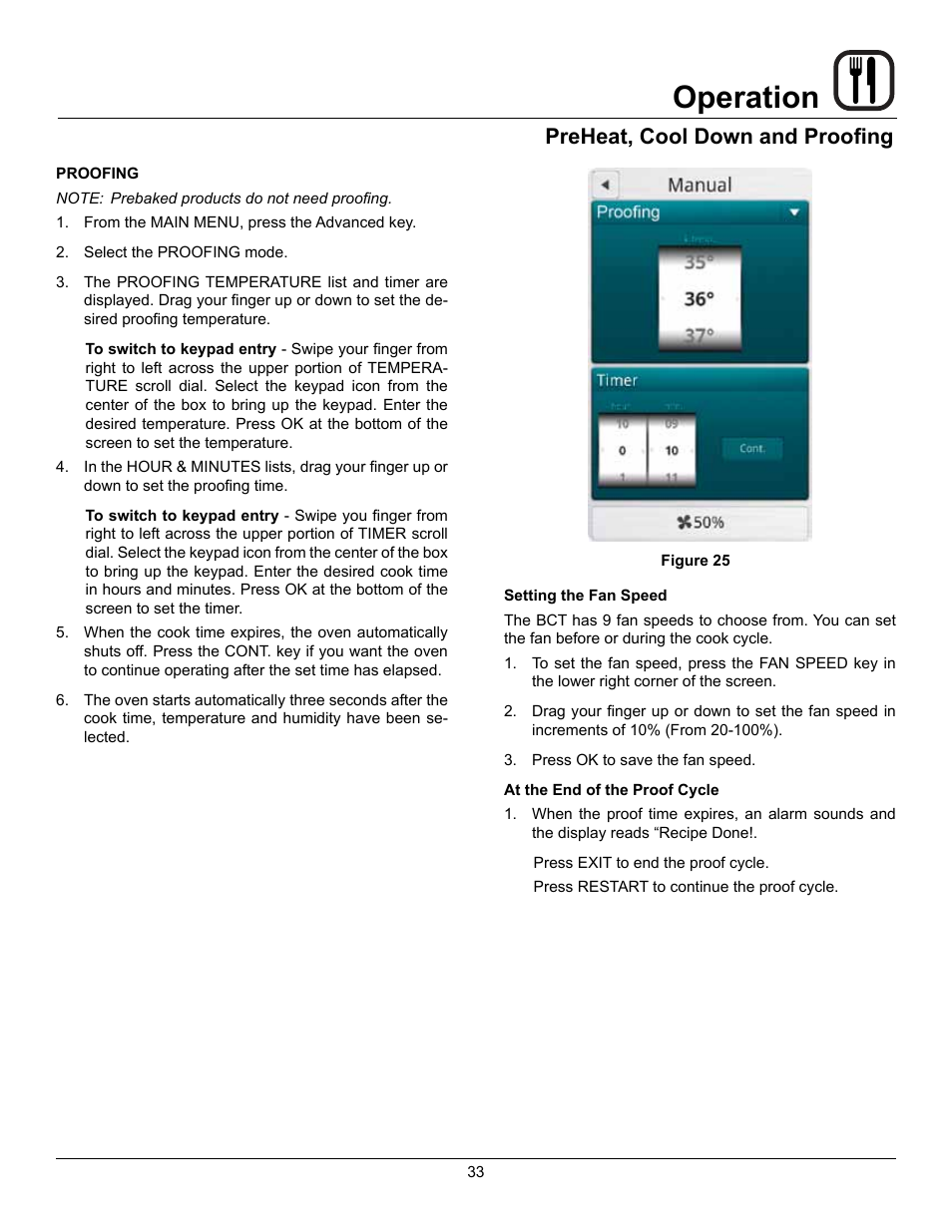 Operation, Preheat, cool down and proofing | Blodgett BLCT User Manual | Page 35 / 47