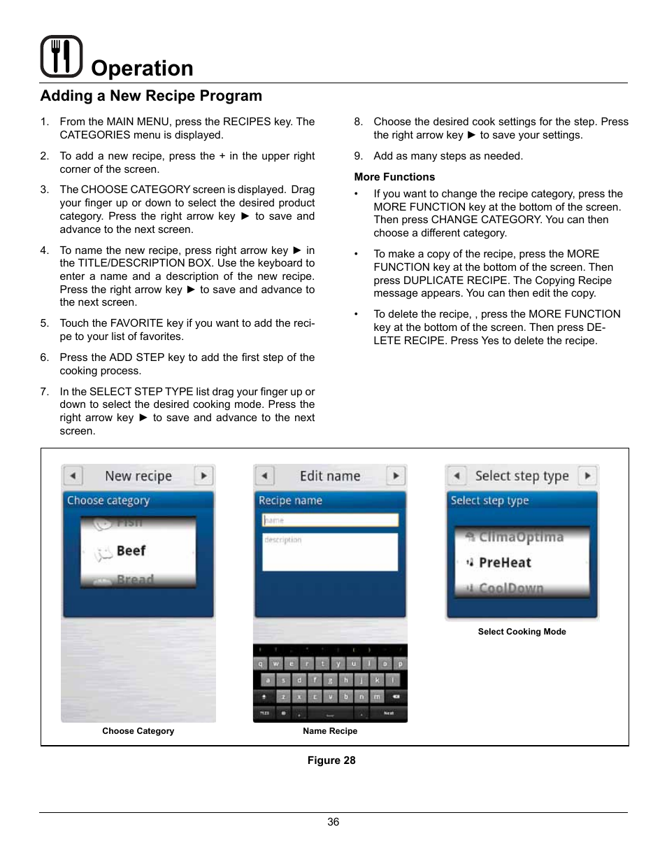 Operation, Adding a new recipe program | Blodgett BLCT User Manual | Page 38 / 47