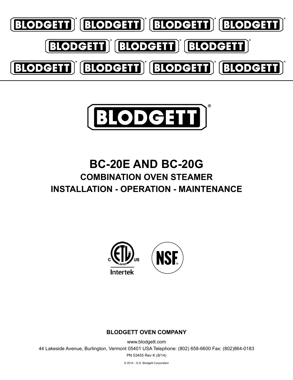 Blodgett BC-20G User Manual | 30 pages