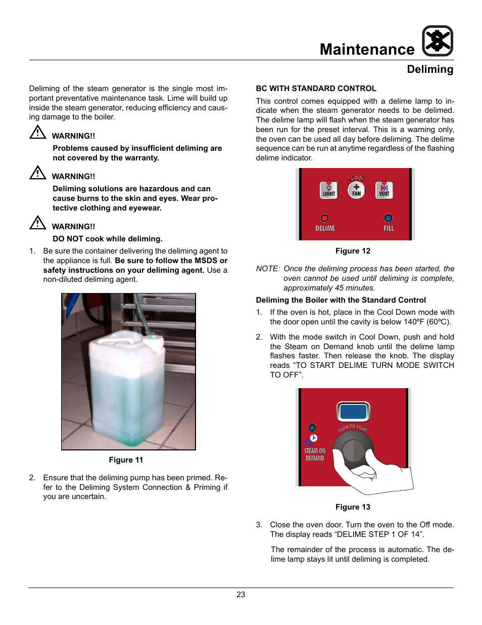 Maintenance, Deliming | Blodgett BC-20G User Manual | Page 27 / 30