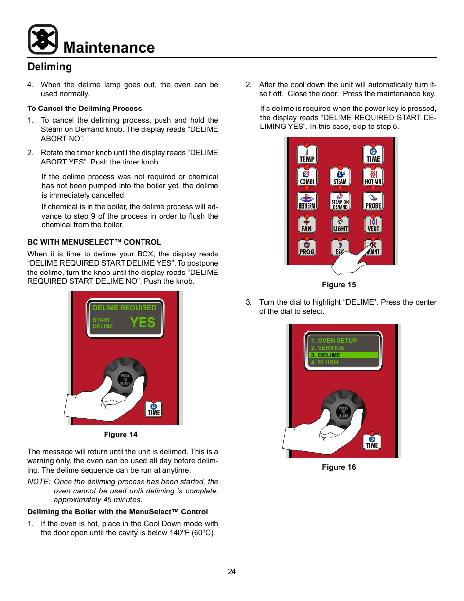 Maintenance, Deliming | Blodgett BC-20G User Manual | Page 28 / 30