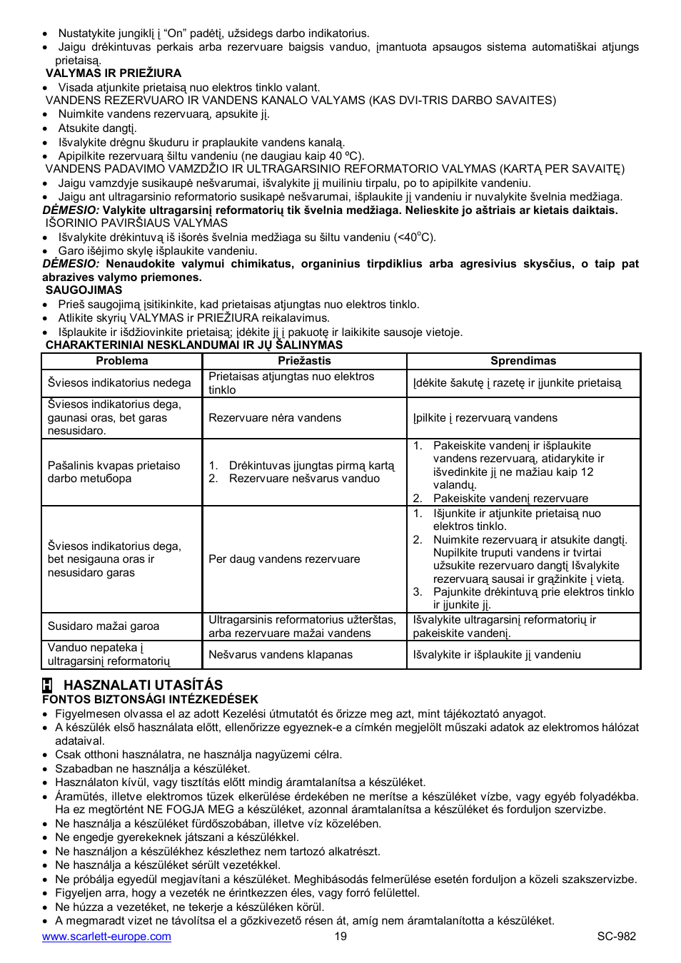 Scarlett SC-982 User Manual | Page 19 / 24