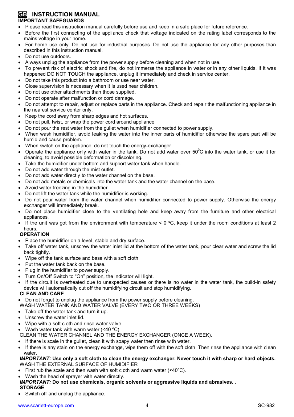 Scarlett SC-982 User Manual | Page 4 / 24