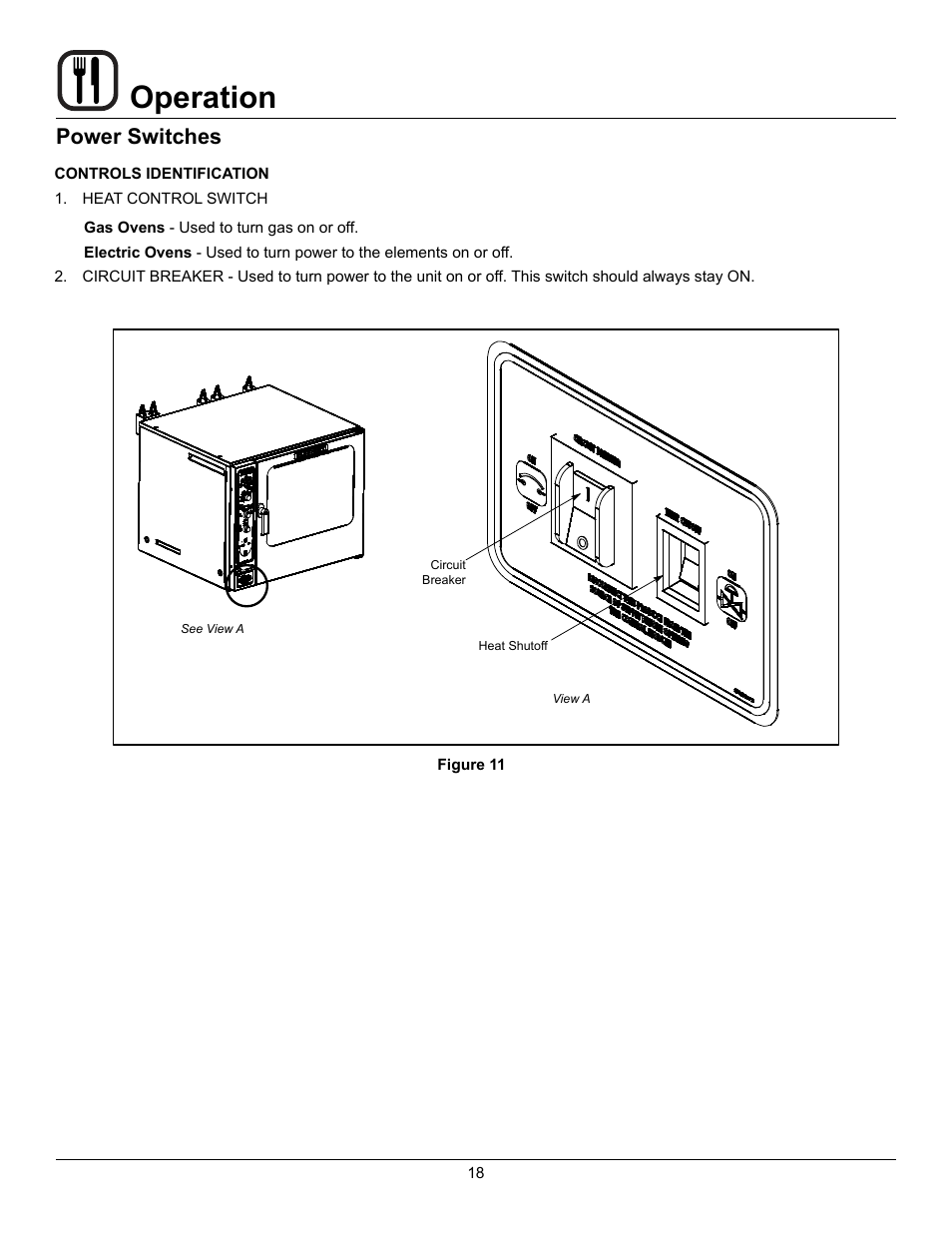 Operation, Power switches | Blodgett CNVX-14E User Manual | Page 22 / 60