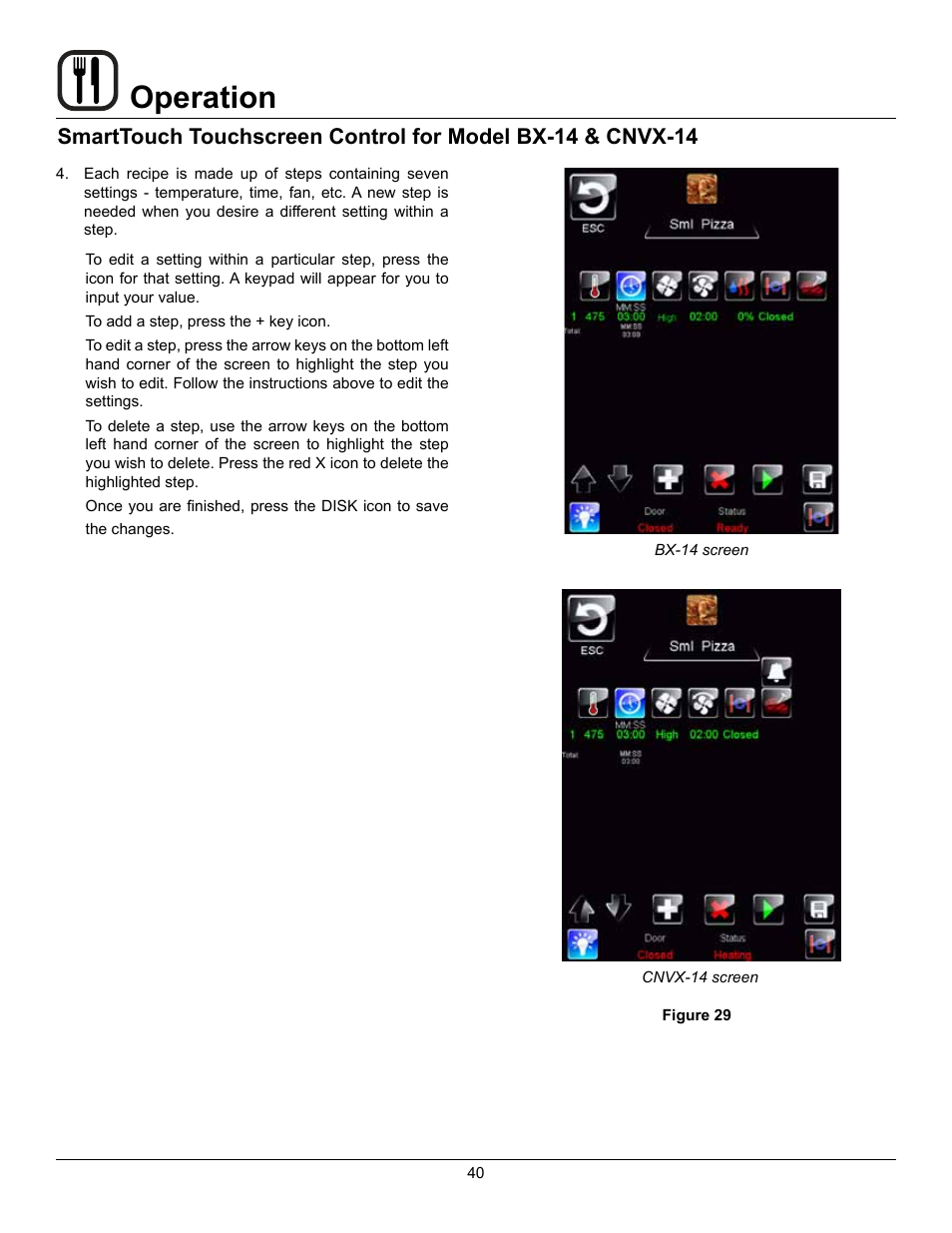 Operation | Blodgett CNVX-14E User Manual | Page 44 / 60