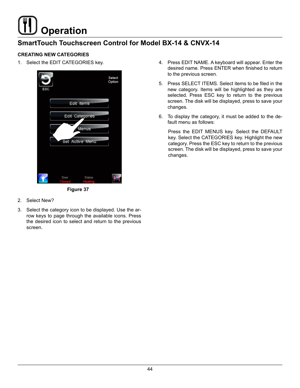 Operation | Blodgett CNVX-14E User Manual | Page 48 / 60