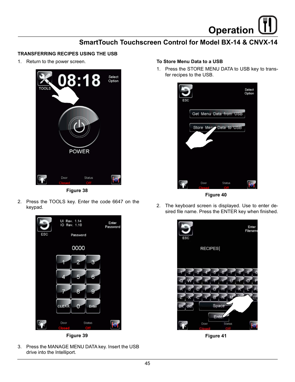 Operation | Blodgett CNVX-14E User Manual | Page 49 / 60